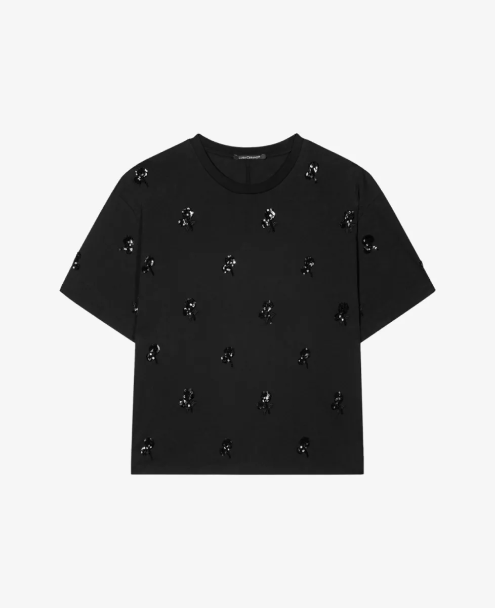 Luisa Cerano Shirt mit Pailletten-Stickerei - Zwart 1 Luisa Cerano Luisa Cerano Shirt mit Pailletten-Stickerei - Zwart