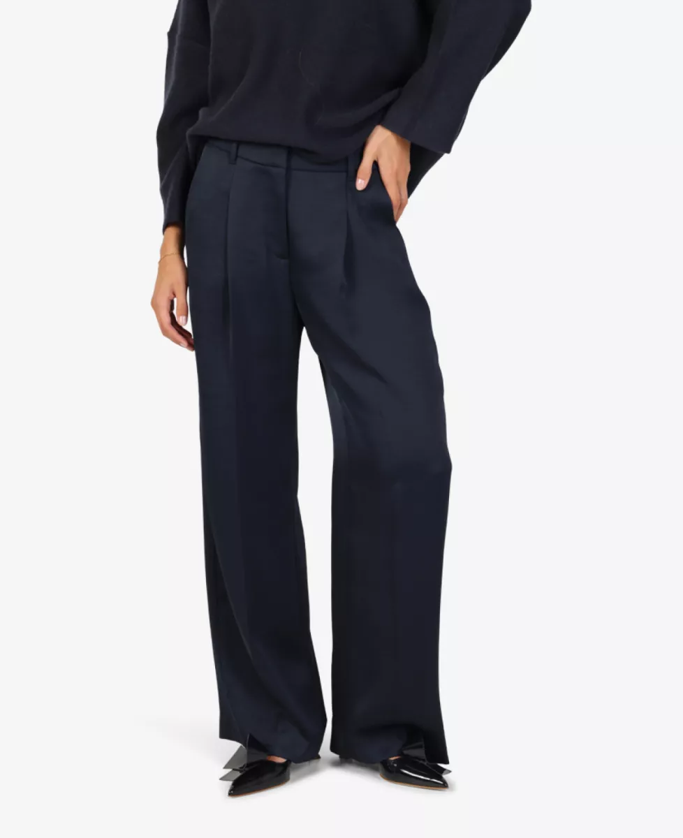 Luisa Cerano Satin-Wideleg-Pants - Blauw 2 Luisa Cerano Luisa Cerano Satin-Wideleg-Pants - Blauw