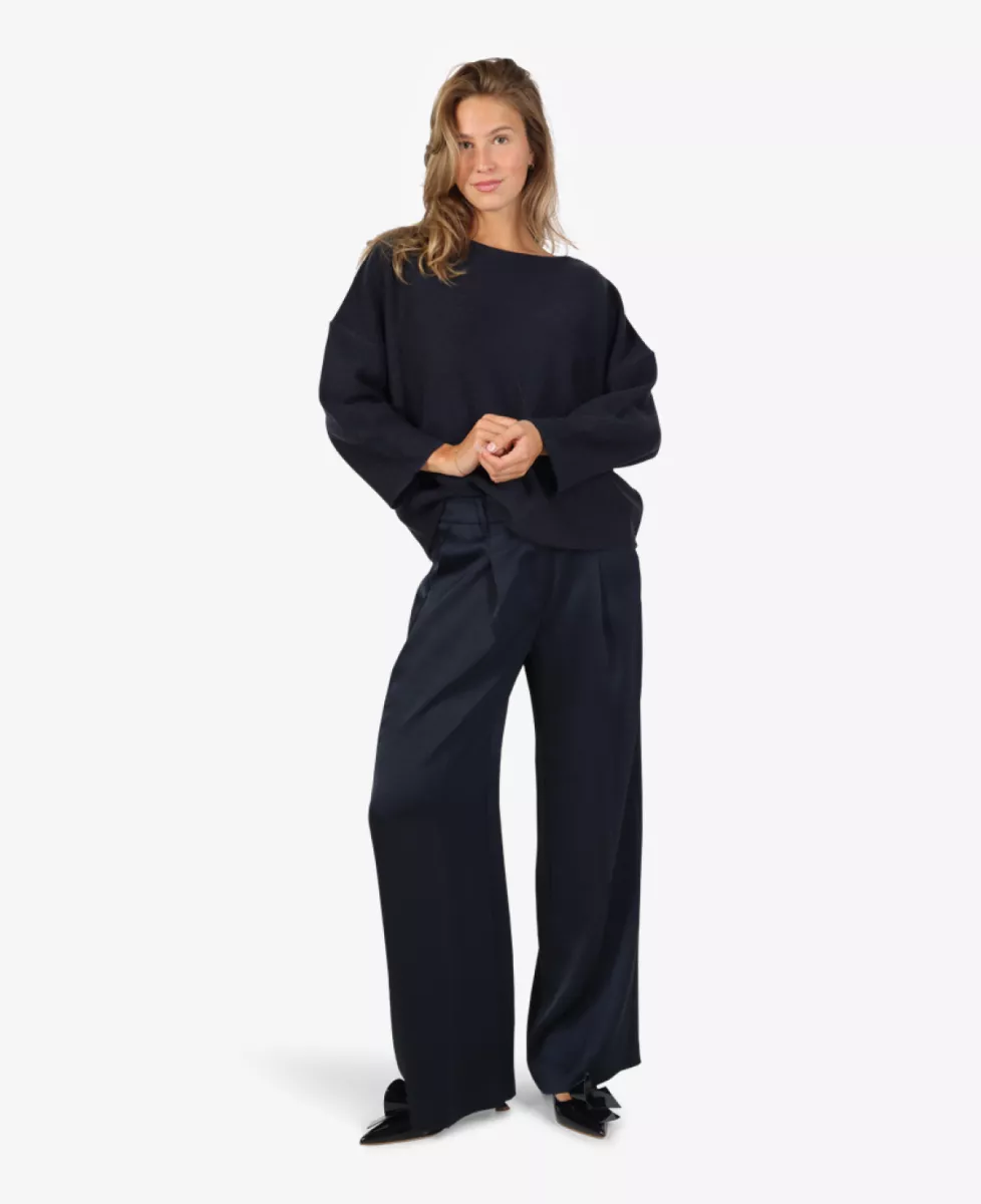 Luisa Cerano Satin-Wideleg-Pants - Blauw 4 Luisa Cerano Luisa Cerano Satin-Wideleg-Pants - Blauw