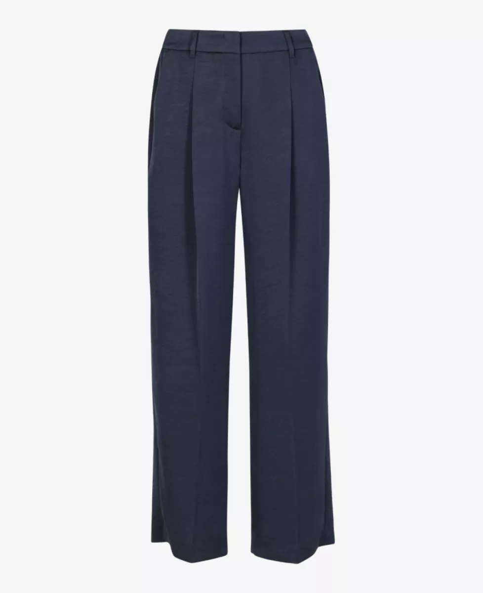 Luisa Cerano Satin-Wideleg-Pants - Blauw 1 Luisa Cerano Luisa Cerano Satin-Wideleg-Pants - Blauw