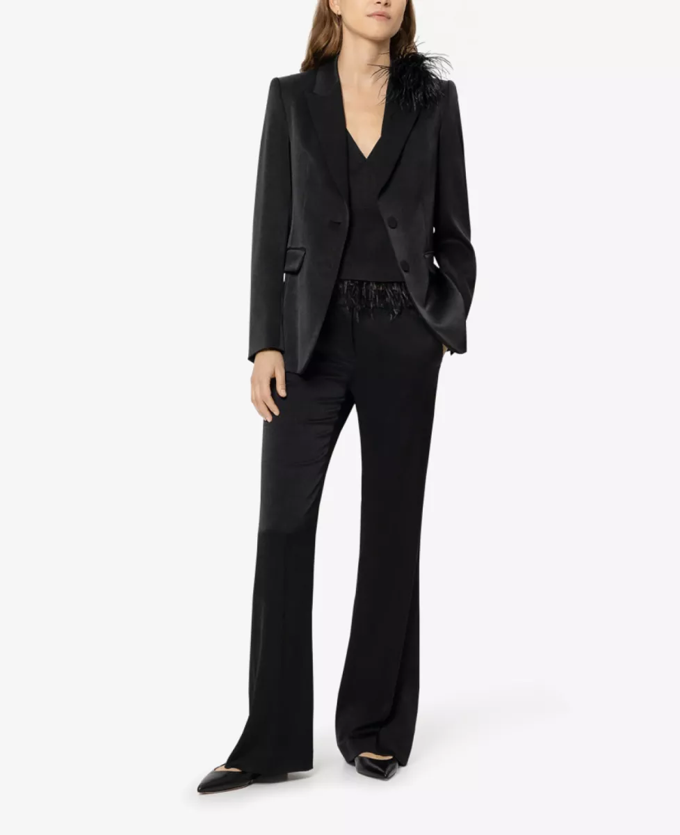 Luisa Cerano Flared-Pants in Satin-Optik - black 2 Luisa Cerano Luisa Cerano Flared-Pants in Satin-Optik - black