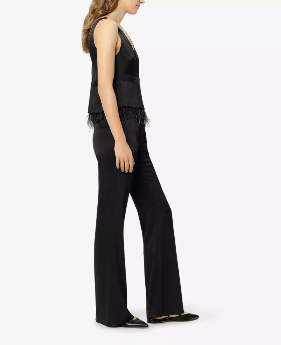 Luisa Cerano Flared-Pants in Satin-Optik - black 3 Luisa Cerano Luisa Cerano Flared-Pants in Satin-Optik - black