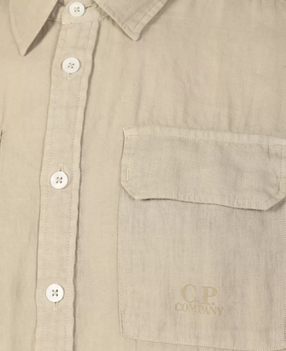C.P. Company Linnen Shirt - Taupe 3 C.P. Company C.P. Company Linnen Shirt - Taupe