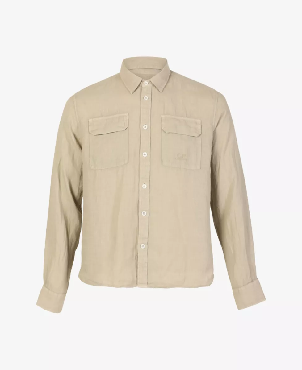 C.P. Company Linnen Shirt - Taupe 1 C.P. Company C.P. Company Linnen Shirt - Taupe