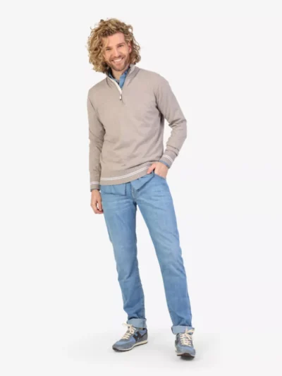 Doriani Cashmere Doriani Cashmere Pullover half zip - Taupe