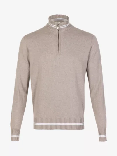 Doriani Cashmere Doriani Cashmere Pullover half zip - Taupe