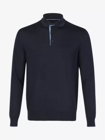Doriani Cashmere Doriani Cashmere Polo km silk/cotton - Donkerblauw