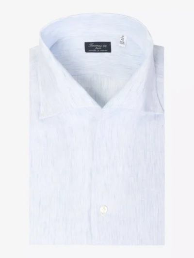 Finamore Finamore Shirt linnen streep - Blauw