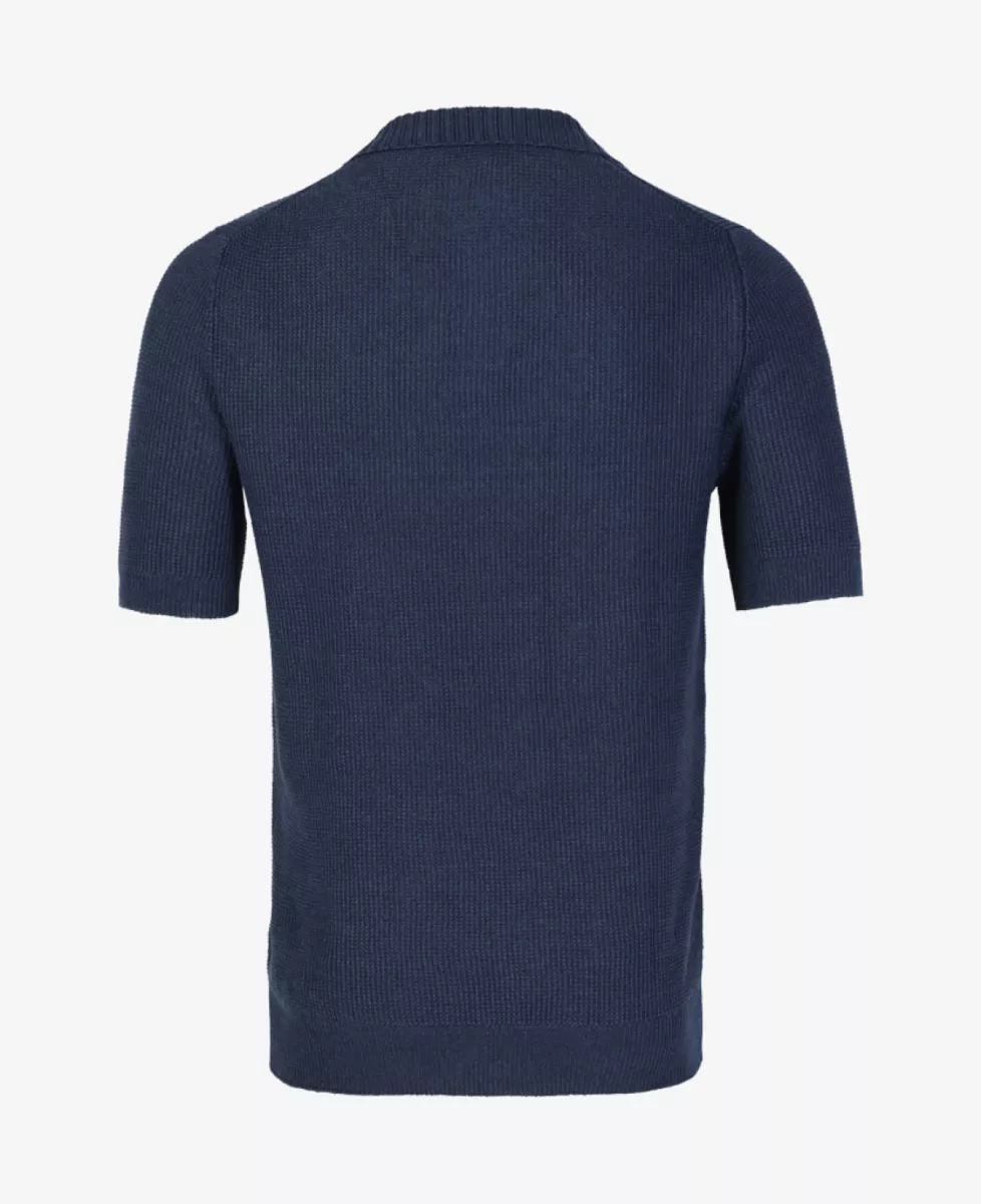 Gran Sasso Polo Gebreid Linnen - Navy 2 Gran Sasso Gran Sasso Polo Gebreid Linnen - Navy