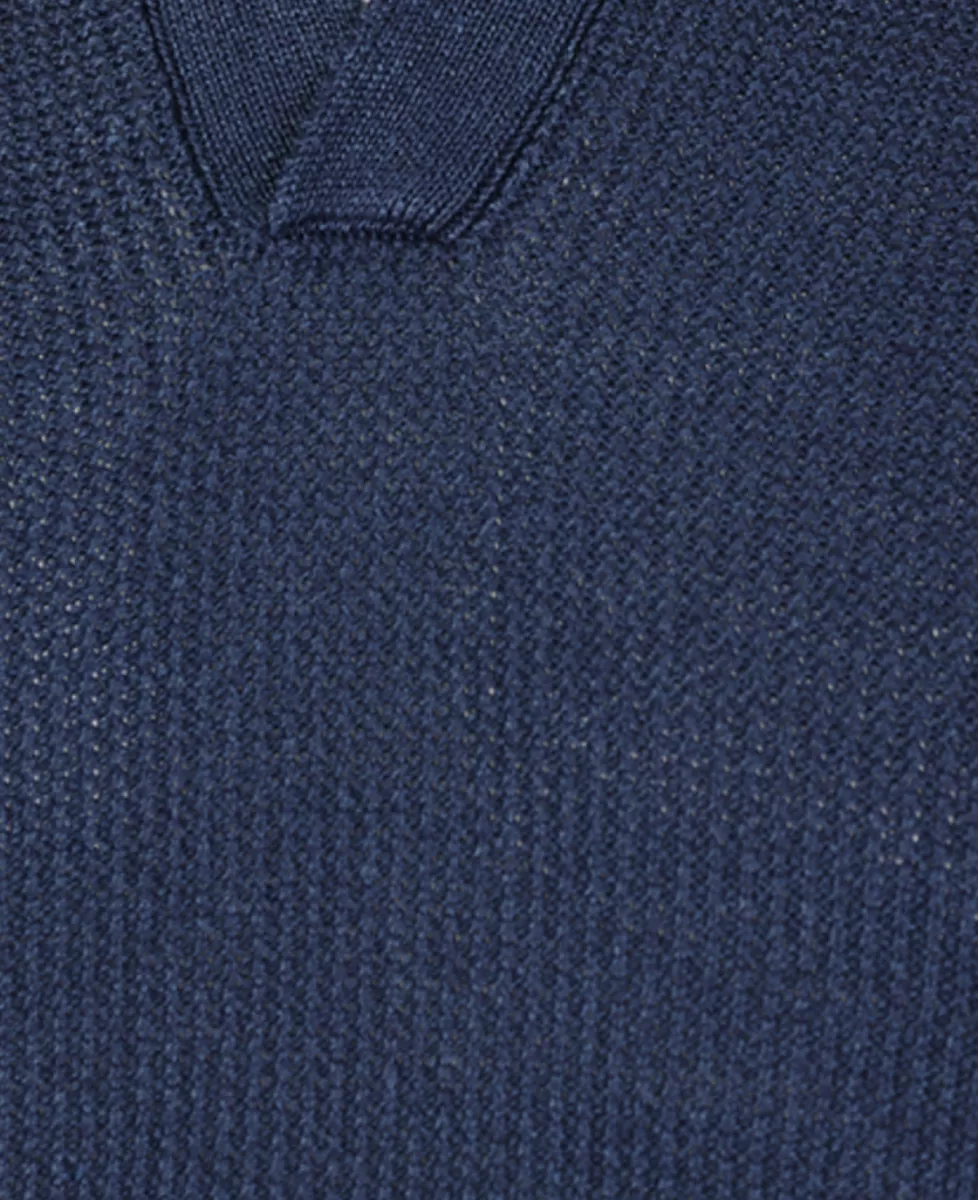 Gran Sasso Polo Gebreid Linnen - Navy 3 Gran Sasso Gran Sasso Polo Gebreid Linnen - Navy