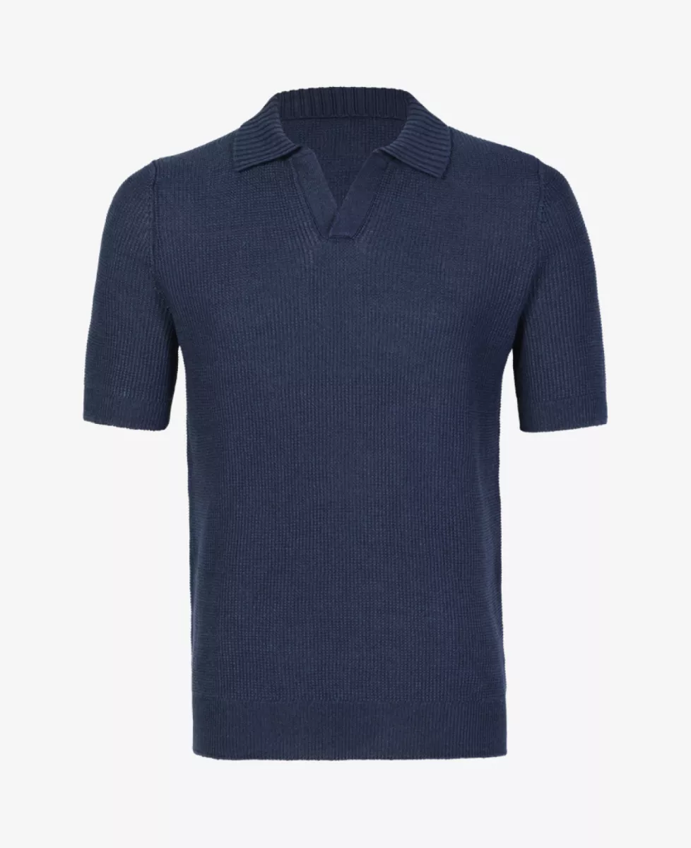 Gran Sasso Polo Gebreid Linnen - Navy 1 Gran Sasso Gran Sasso Polo Gebreid Linnen - Navy