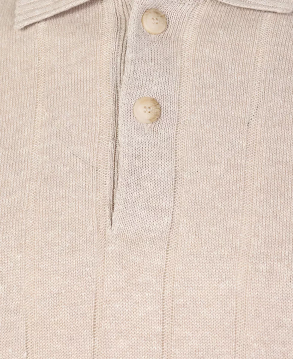 Gran Sasso Polo Gebreid Linnen - Beige 3 Gran Sasso Gran Sasso Polo Gebreid Linnen - Beige
