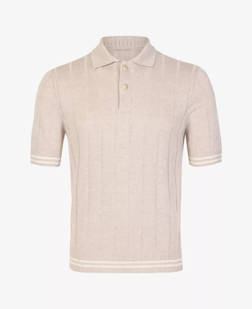 Gran Sasso Polo Gebreid Linnen - Beige 1 Gran Sasso Gran Sasso Polo Gebreid Linnen - Beige