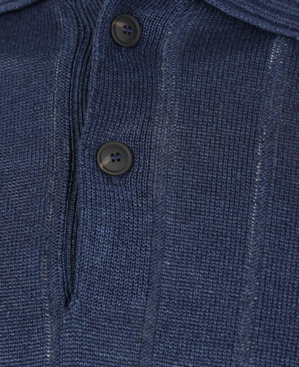 Gran Sasso Polo Gebreid Linnen - Donkerblauw 3 Gran Sasso Gran Sasso Polo Gebreid Linnen - Donkerblauw