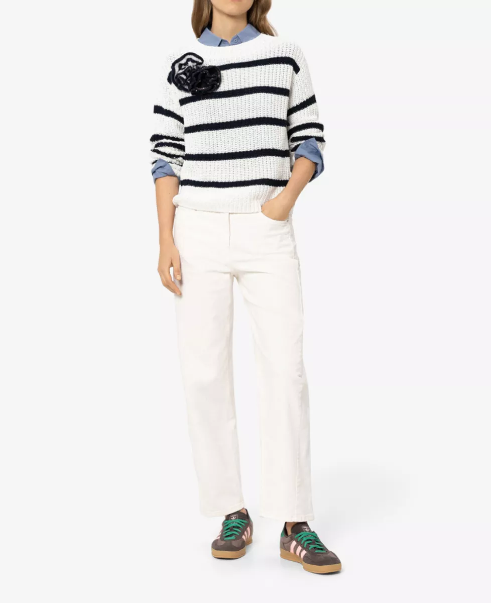 Luisa Cerano Ringel-Pullover aus Leinen-Mix - off-white 2 Luisa Cerano Luisa Cerano Ringel-Pullover aus Leinen-Mix - off-white