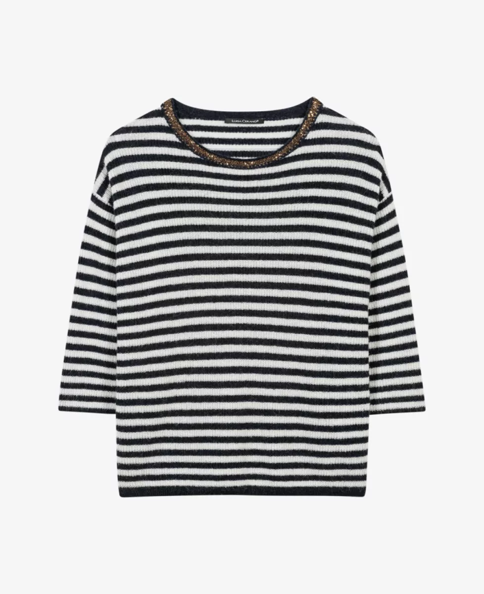 Luisa Cerano Pullover mit Paillettendetail - navy blue stripe 1 Luisa Cerano Luisa Cerano Pullover mit Paillettendetail - navy blue stripe