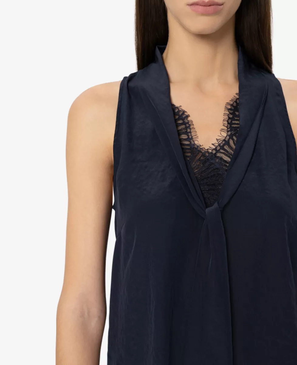 Luisa Cerano Blusentop mit Spitzendetails - navy 3 Luisa Cerano Luisa Cerano Blusentop mit Spitzendetails - navy