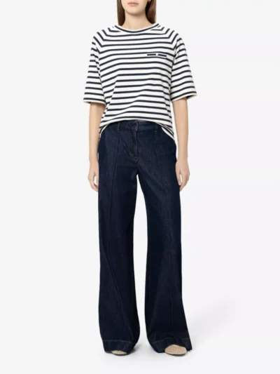 Luisa Cerano Luisa Cerano Ringel-Shirt mit Knopf-Detail - navy blue stripe
