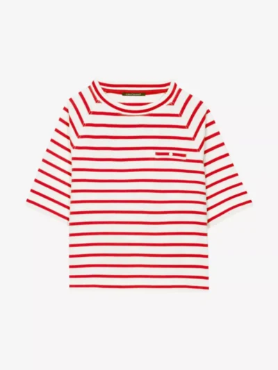 Luisa Cerano Luisa Cerano Ringel-Shirt mit Knopf-Detail - cherry red stripe