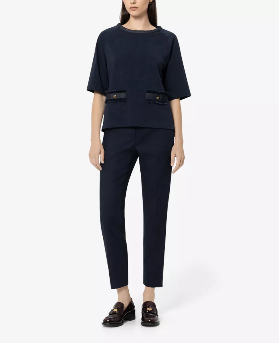 Luisa Cerano Shirt mit Denim-Patch - navy 2 Luisa Cerano Luisa Cerano Shirt mit Denim-Patch - navy