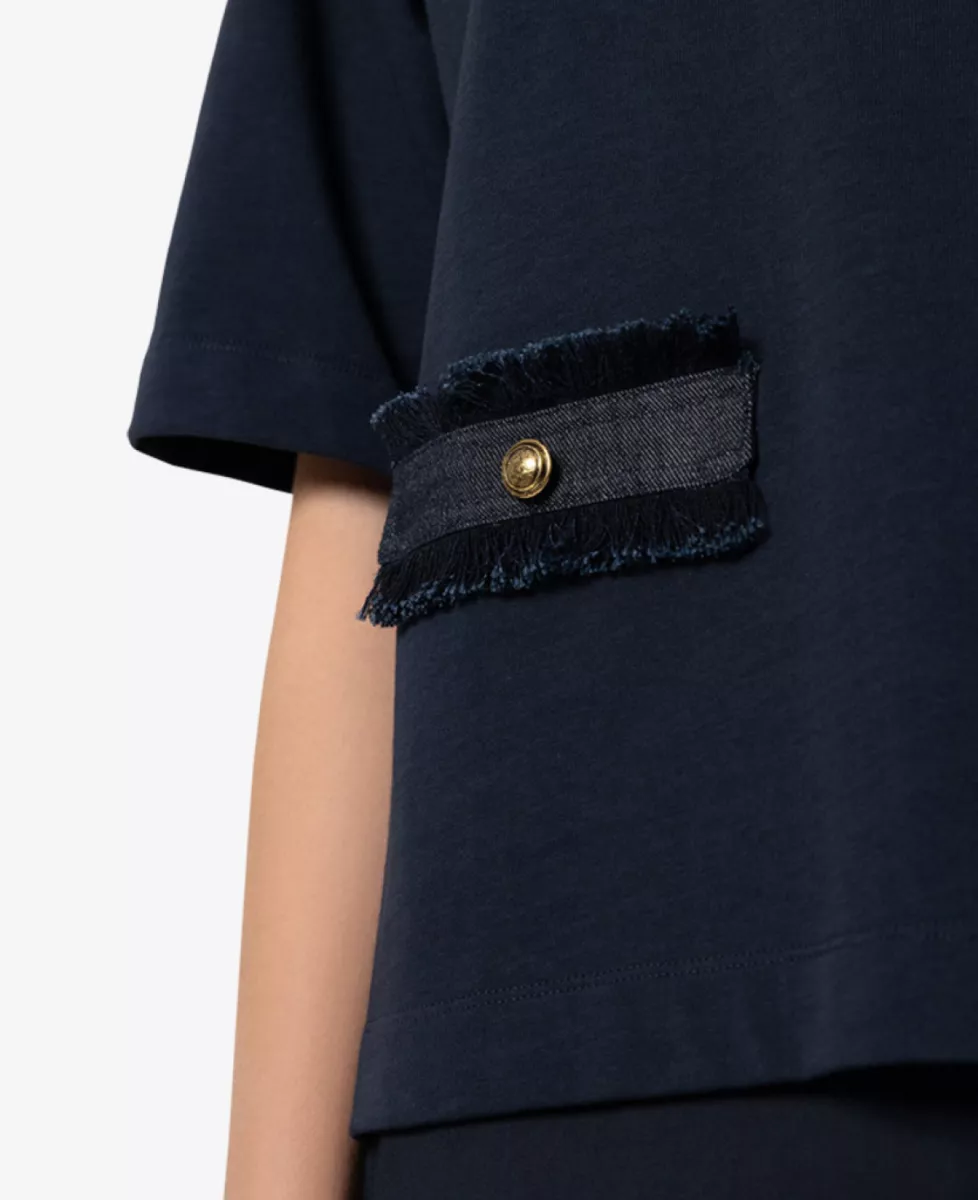 Luisa Cerano Shirt mit Denim-Patch - navy 3 Luisa Cerano Luisa Cerano Shirt mit Denim-Patch - navy
