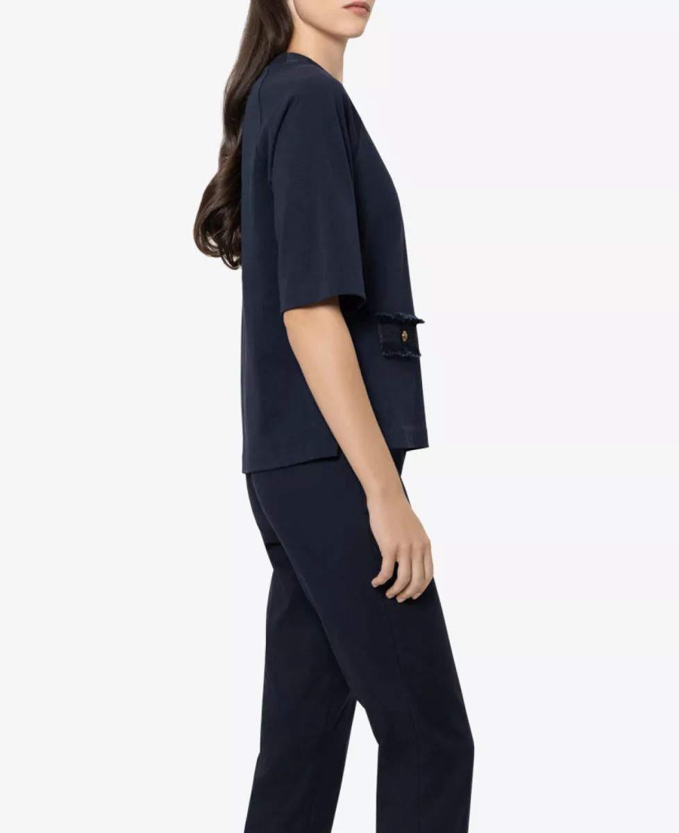 Luisa Cerano Shirt mit Denim-Patch - navy 4 Luisa Cerano Luisa Cerano Shirt mit Denim-Patch - navy