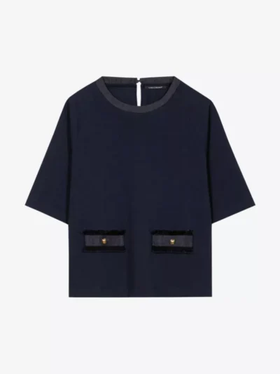 Luisa Cerano Luisa Cerano Shirt mit Denim-Patch - navy