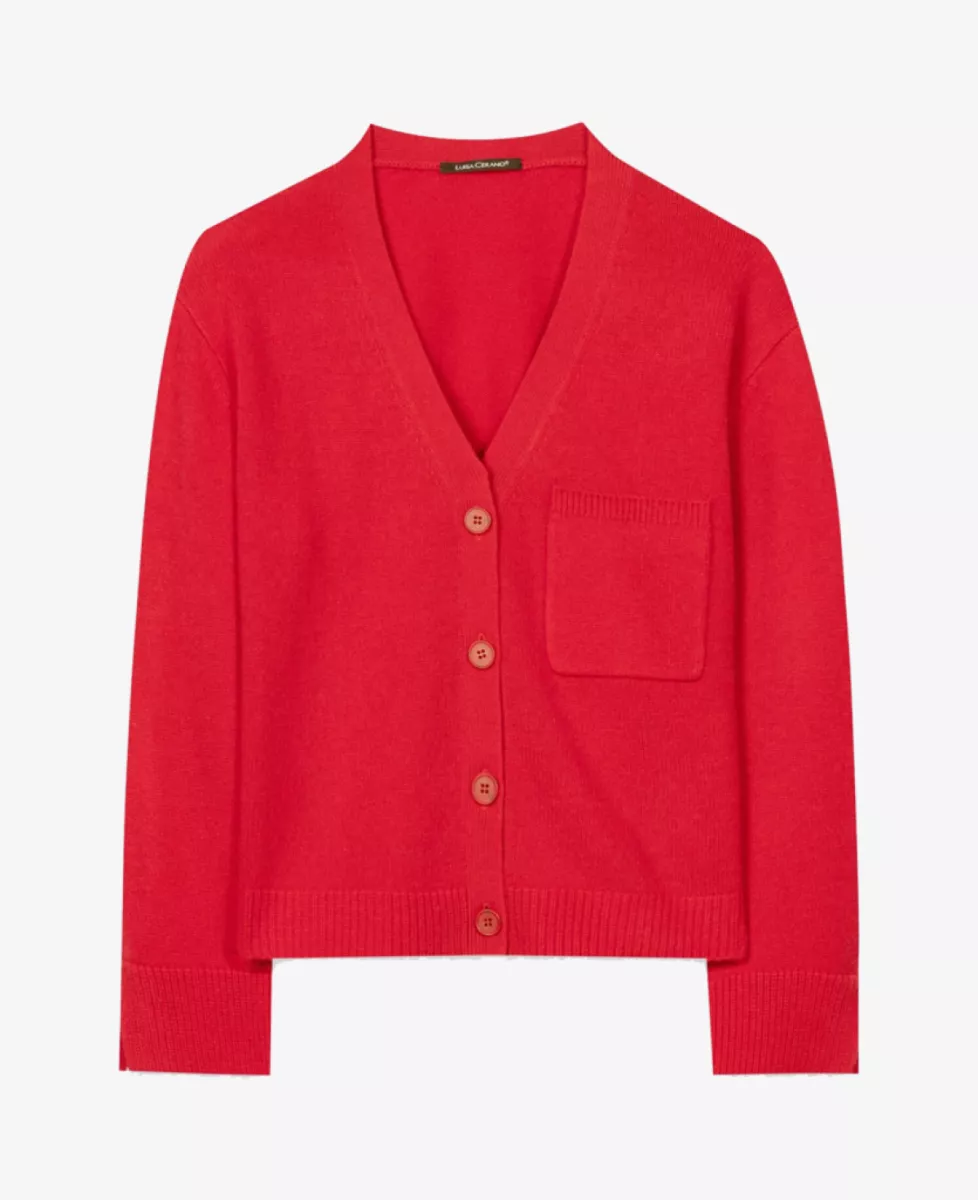Luisa Cerano Cardigan aus Kaschmir-Mix - cherry red 1 Luisa Cerano Luisa Cerano Cardigan aus Kaschmir-Mix - cherry red