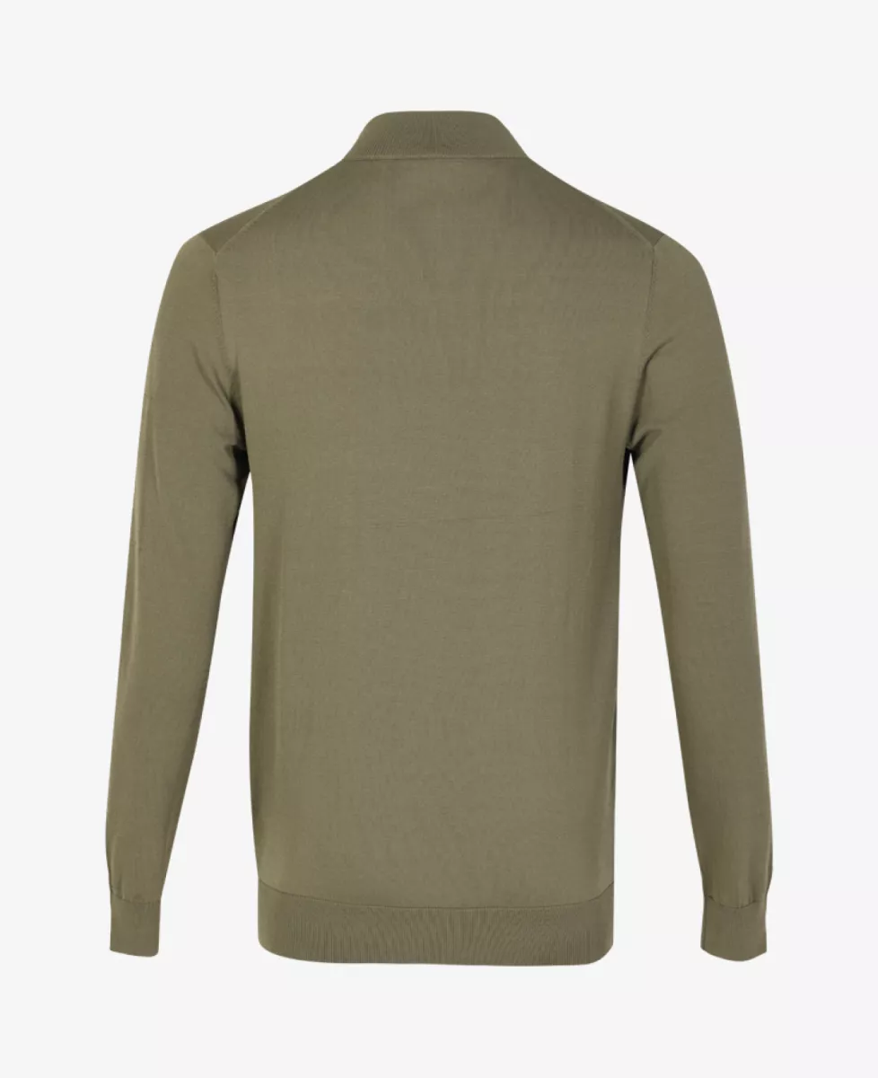 Seven Dials Trui Halfzip - Olive Washed 2 Seven Dials Seven Dials Trui Halfzip - Olive Washed