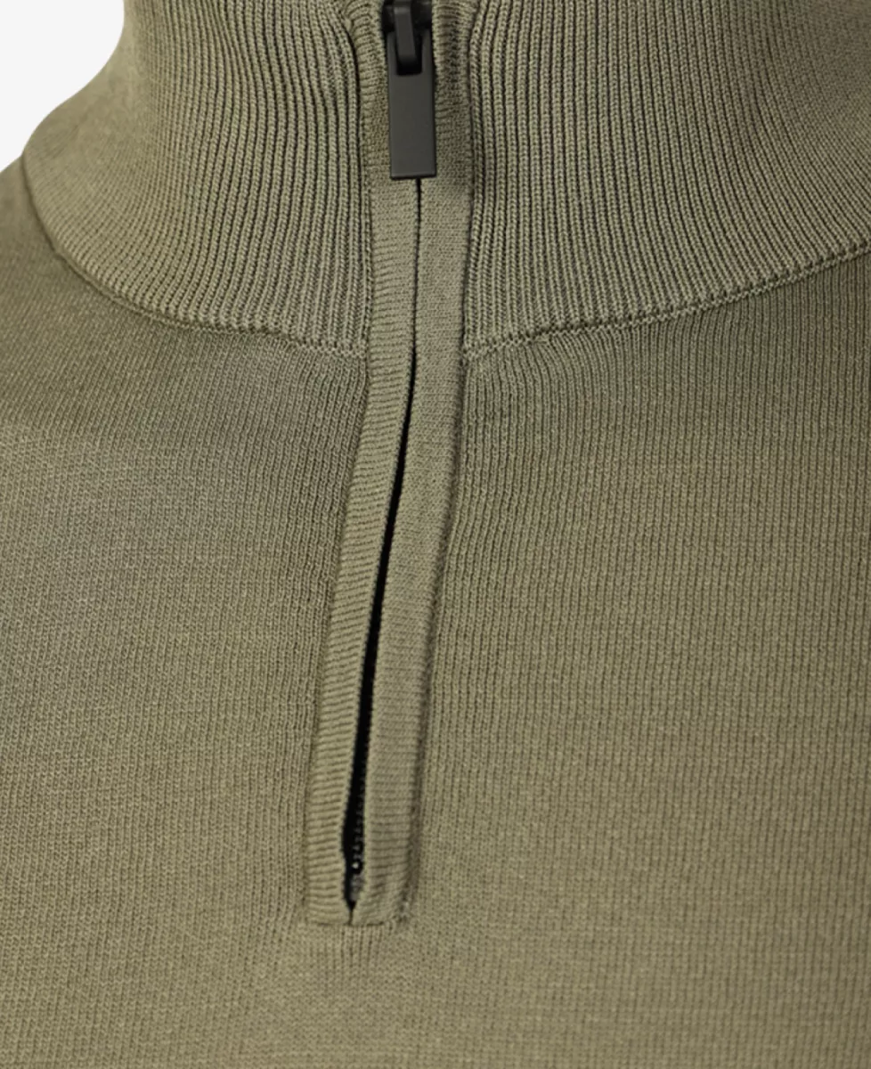 Seven Dials Trui Halfzip - Olive Washed 3 Seven Dials Seven Dials Trui Halfzip - Olive Washed