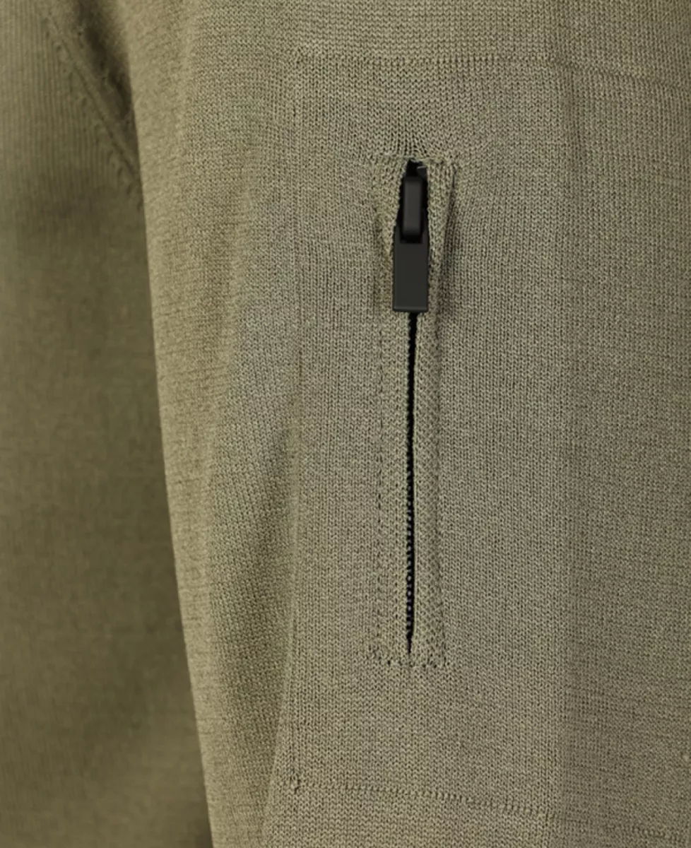 Seven Dials Trui Halfzip - Olive Washed 4 Seven Dials Seven Dials Trui Halfzip - Olive Washed