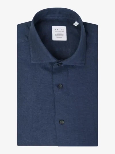 Xacus Xacus Linnen shirt short fit - Donkerblauw