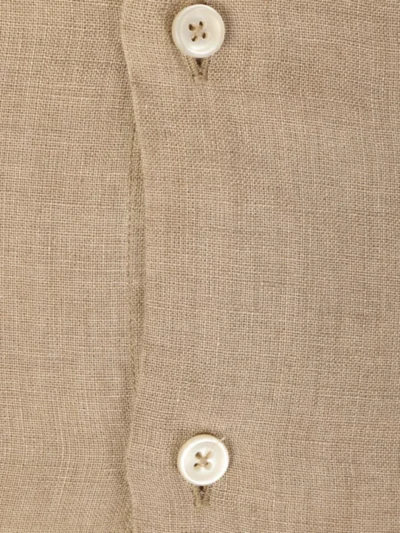 Xacus Xacus Linnen shirt short fit - Taupe