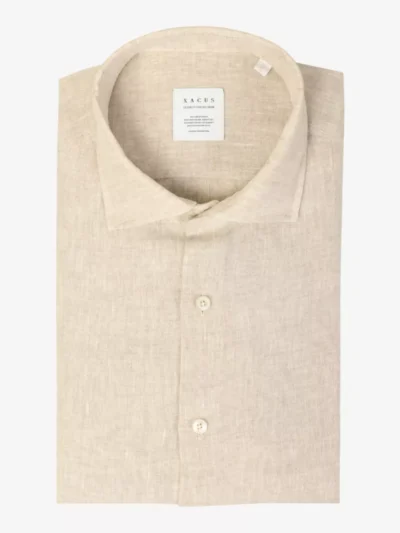 Xacus Xacus Linnen shirt short fit - Zand