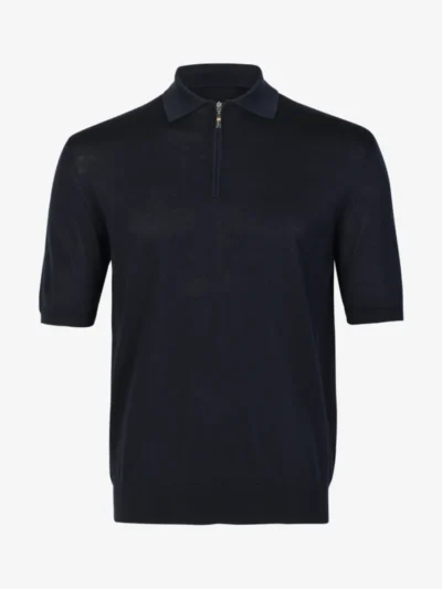 Doriani Cashmere Doriani Cashmere Polo km half zip - Donkerblauw