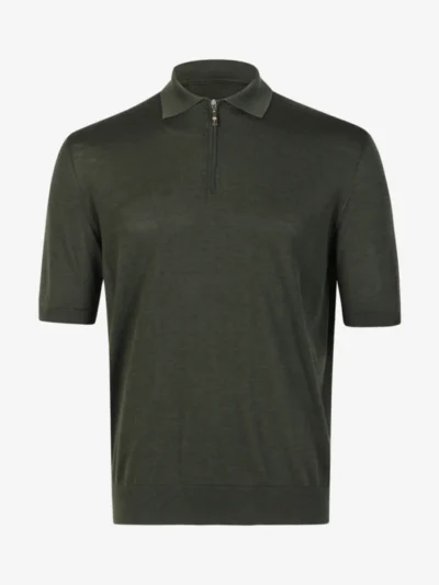 Doriani Cashmere Doriani Cashmere Polo km half zip - Donkergroen