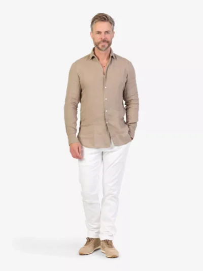 Finamore Finamore Linnen shirt garment dyed - Bruin