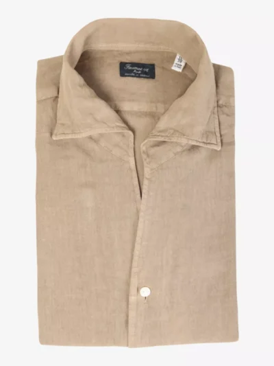 Finamore Finamore Linnen shirt garment dyed - Bruin