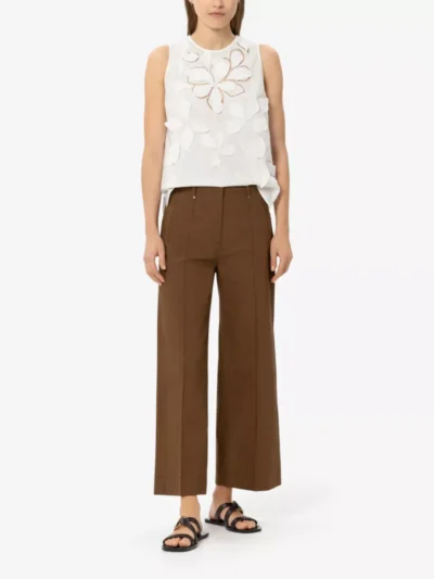 Luisa Cerano Luisa Cerano Twill-Wideleg-Pants - dark terracotta