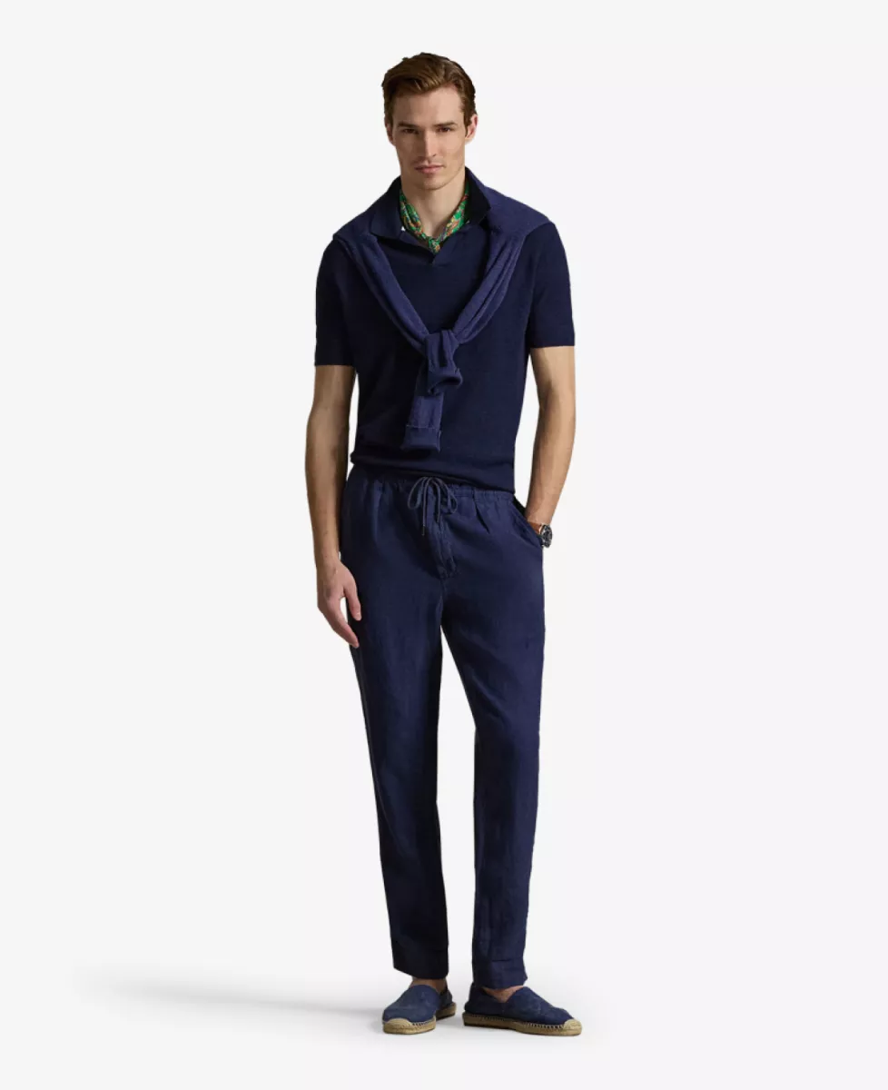 Ralph Lauren Broek Drawstring Linnen - Donkerblauw 2 Ralph Lauren Ralph Lauren Broek Drawstring Linnen - Donkerblauw