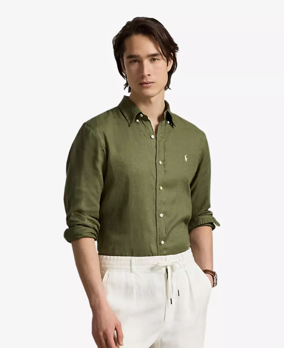 Ralph Lauren Shirt Linnen - Donkergroen 3 Ralph Lauren Ralph Lauren Shirt Linnen - Donkergroen
