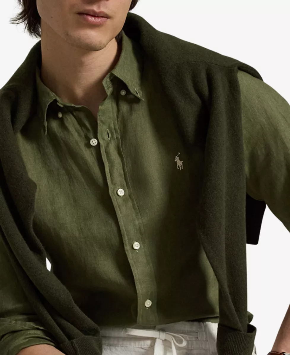 Ralph Lauren Shirt Linnen - Donkergroen 4 Ralph Lauren Ralph Lauren Shirt Linnen - Donkergroen