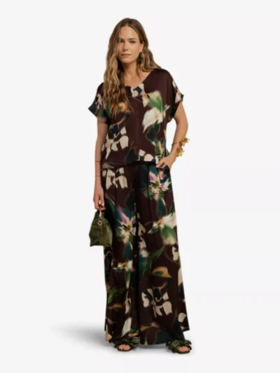 Studio Anneloes Studio Anneloes Sien satin flower trousers - 9997 multi color
