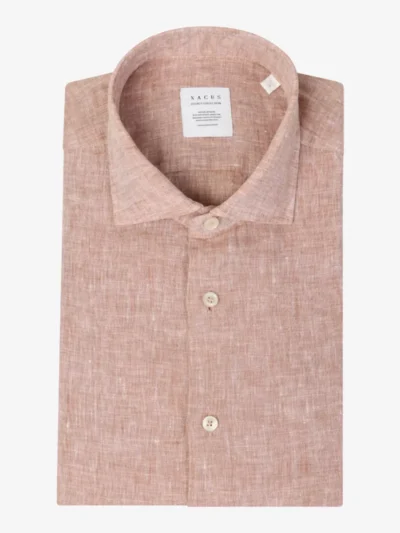 Xacus Xacus Linnen shirt short fit - Koraal