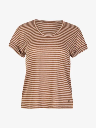 Luisa Cerano Luisa Cerano Leinen-Ringel-T-Shirt - dark terracotta
