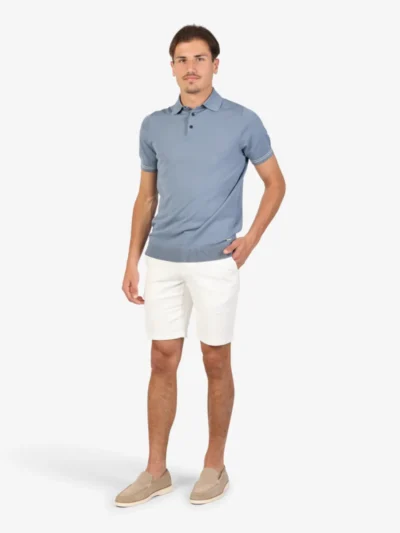 Seven Dials Seven Dials Polo Gebreid - Middelblauw