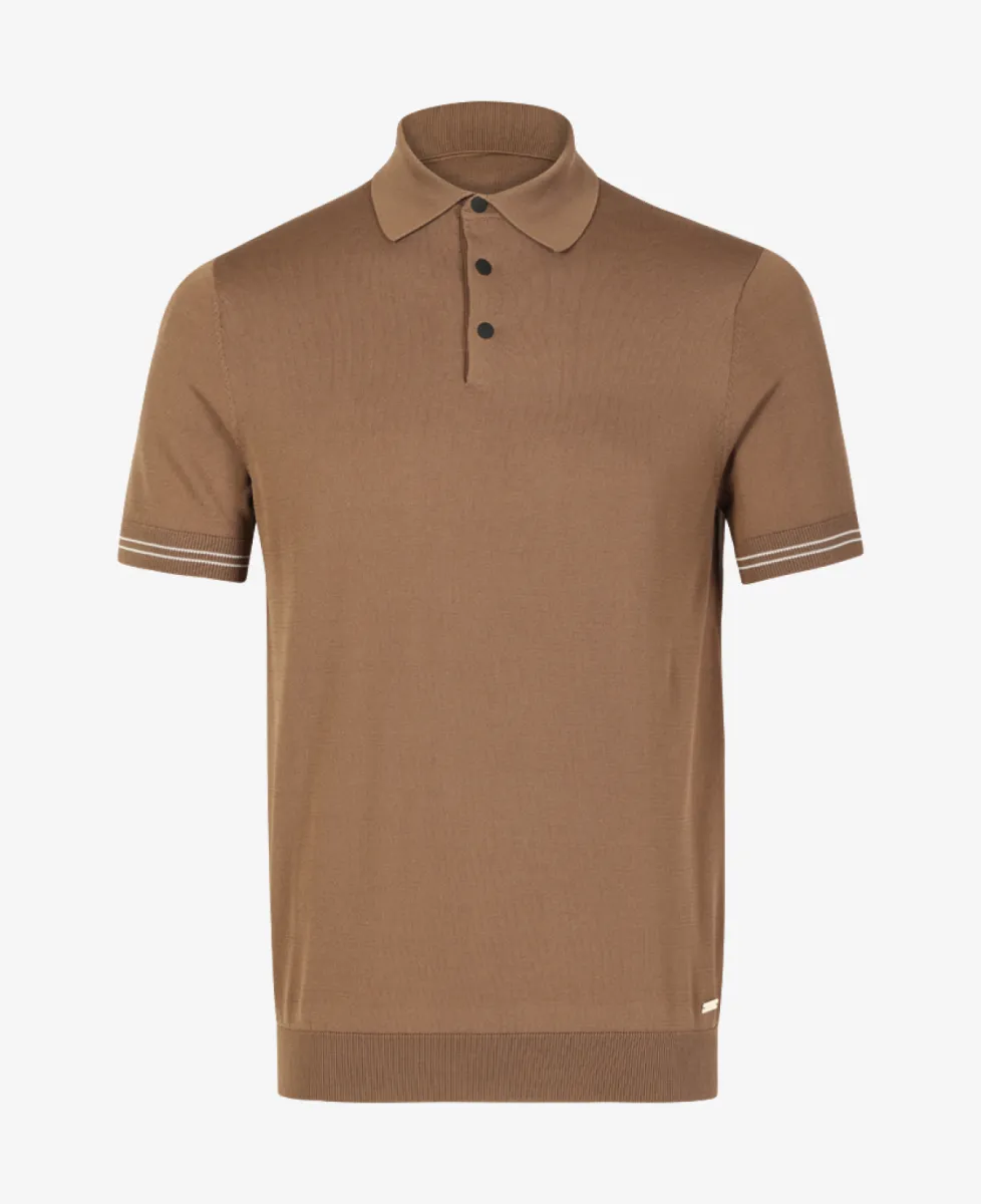 Seven Dials Polo Gebreid - Middelbruin 1 Seven Dials Seven Dials Polo Gebreid - Middelbruin