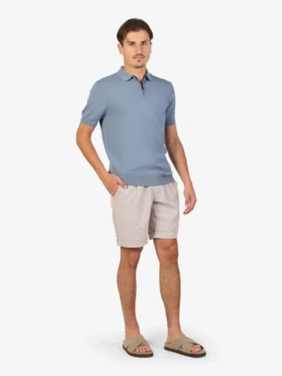 Seven Dials Seven Dials Polo Gebreid - Middelblauw