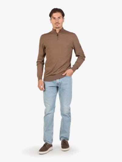 Seven Dials Seven Dials Trui Halfzip - Bruin