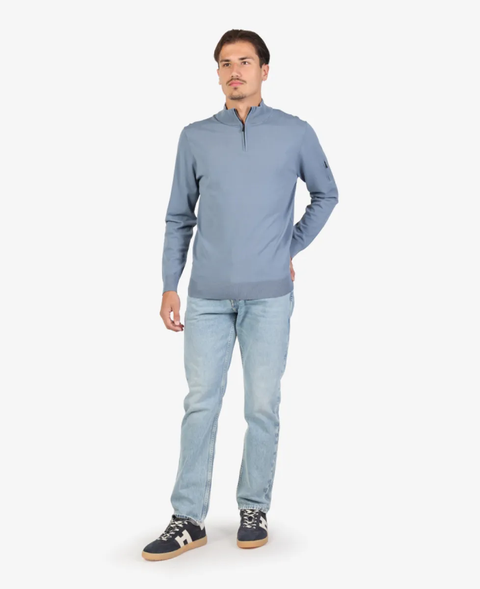 Seven Dials Trui Halfzip - Middelblauw 2 Seven Dials Seven Dials Trui Halfzip - Middelblauw